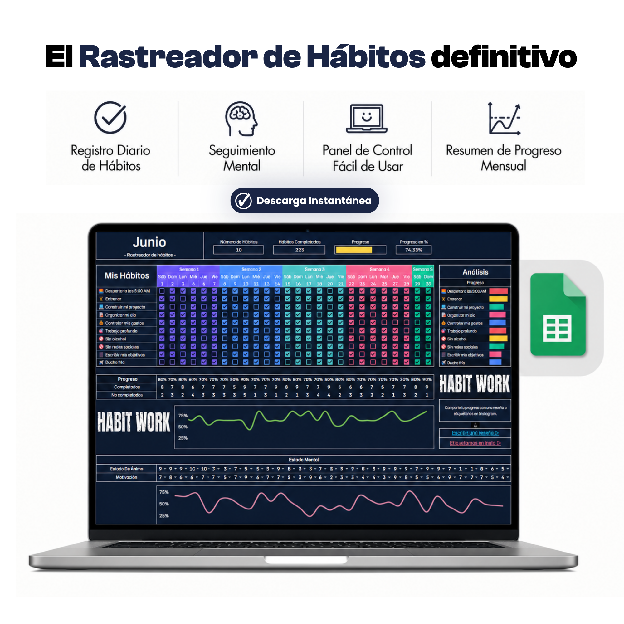 Rastreador de Hábitos Para Google Spreadsheets